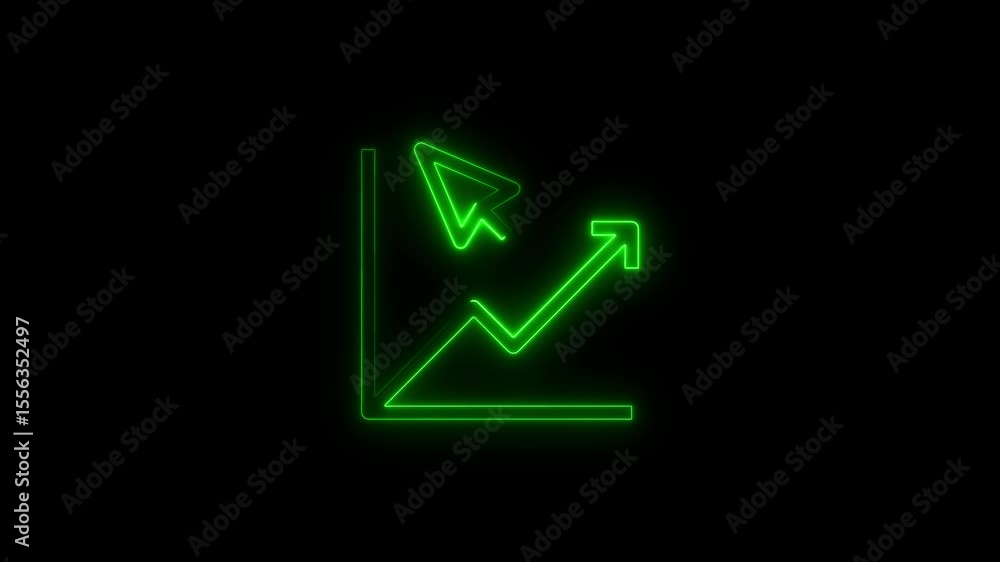Neon green animated business chart representing growth and financial success Neon green animated business chart representing growth and financial success