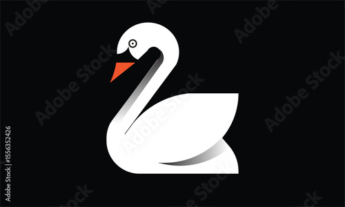 Swan logo. Abstract negative space logo.