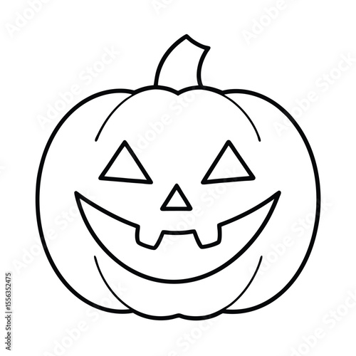 A cheerful grinning jack o lantern illustration with a classic carved face perfect for halloween celebrations and decorations