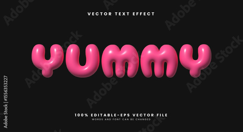 Yummy inflated Style 3D editable Text Effect Template Suitable for Cute theme