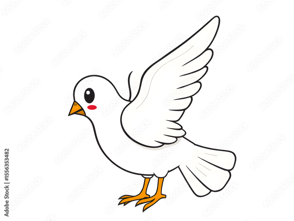 Fototapeta premium A white bird with a red beak and pinkish cheeks