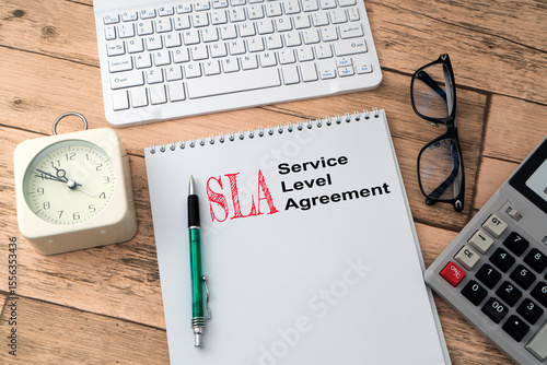 Photo concept for 'Service Level Agreement (SLA), a formal contract between a service provider and a client about the services to be delivered