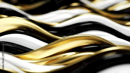 Wallpaper Mural Abstract gold, black, white waves; digital art; luxury background Torontodigital.ca