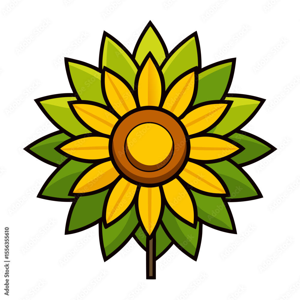 Sunflower Icon Illustration with White Background for Graphic Design Projects Sunflower Icon Illustration with White Background for Graphic Design Projects