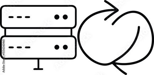 Server data synchronization and backup concept icon with circular arrows