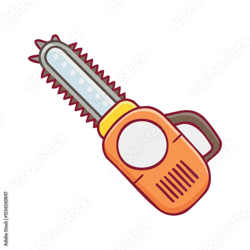 A new chainsaw isolated on background. Perfect tool for working on the wood, building, gardening and sawing work.
