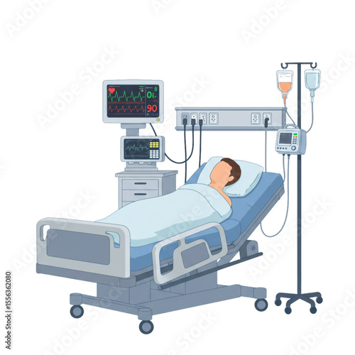 ICU Bed and Monitor Setup