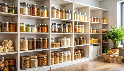 Wallpaper Mural Organized Pantry With Glass Jars And Shelving Torontodigital.ca