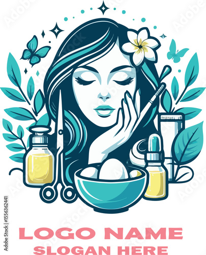Beauty treatment logo vector white background .