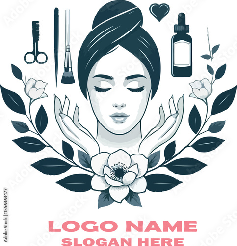 Beauty treatment logo vector white background .