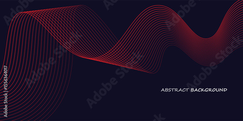 Abstract red wave line pattern on dark blue background. Futuristic technology concept.