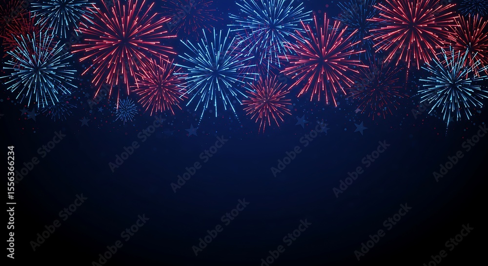 Fototapeta premium Festive Fireworks Display Bursting Across the Night Sky A Celebration of Light and Color, Ideal for Holiday Festivities