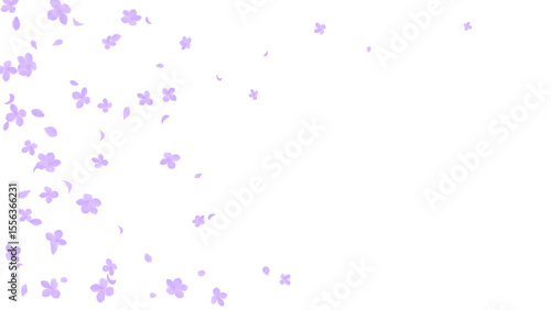 Hydrangea flower and petals flying on transparent background. Sales and other seasonal event