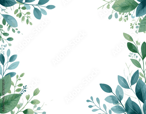 Elegant Watercolor Greenery Frame Botanical Illustration for Invitations, Cards, and Designs, watercolor flowers, vector watercolor flowers, Beautiful vintage flower, Watercolor flower collection