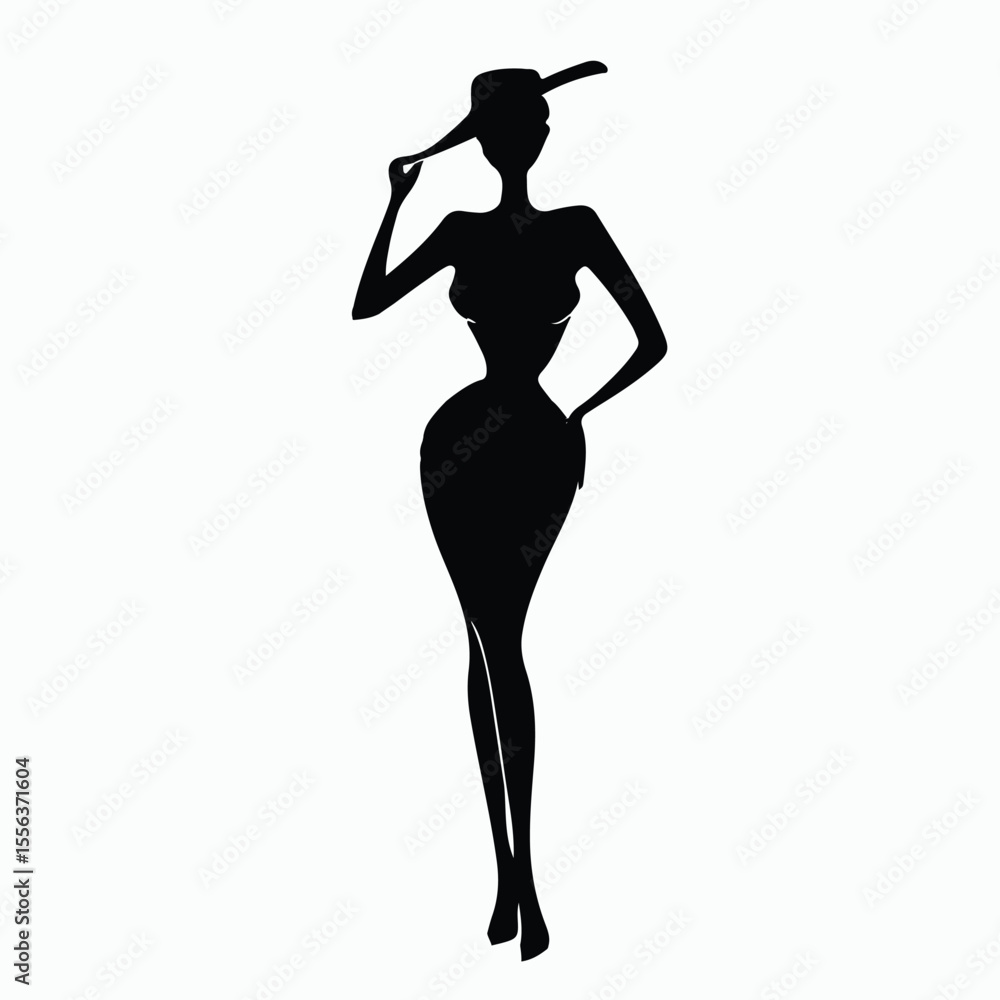 Silhouette of a Woman in a Hat Silhouette of a Woman in a Hat