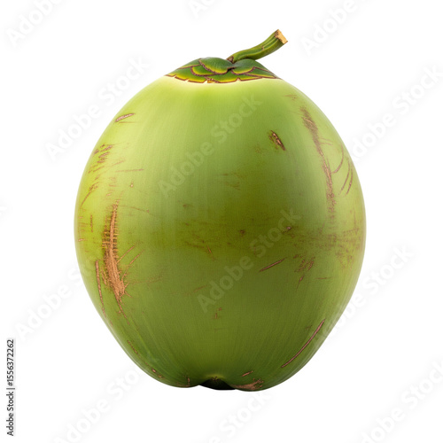 green coconut on transparent background.