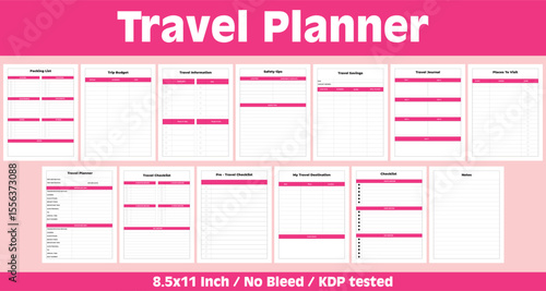 Travel Planner, KDP interior, Planner, journal, tracker, logbook