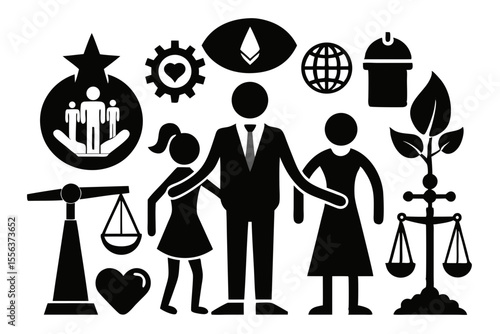 values sihouette black vector