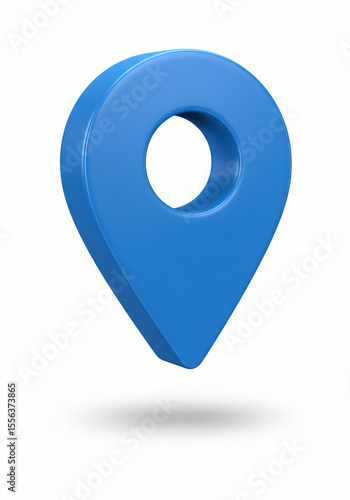 Blue location 3d icon marker or route gps position navigator sign and travel navigation pin road map pointer symbol isolated on white street address background with point direction discovery tracking 