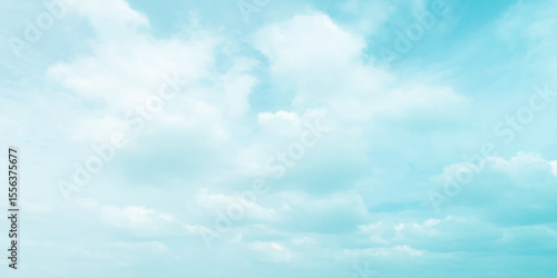 Canvas Print White clouds indicate blue sky, pure, fresh mind, changeable weather, sunny ligh