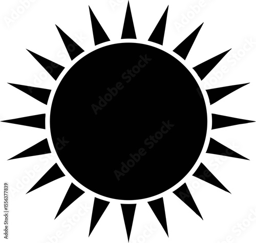 Simple Round Sun Silhouette Vector Illustration 