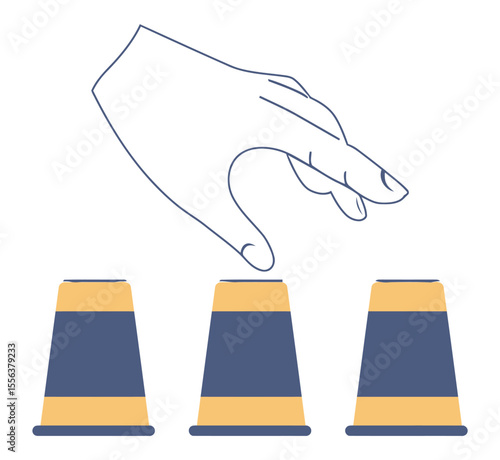 Hand cups game trick gambling magic mystery choice hidden object winning chance challenge skill deception 100 vector art illustration and png 