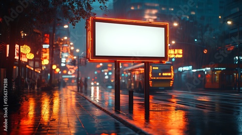 City Street Billboard Mockup Nighttime Advertising Template