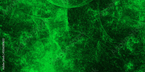 Abstract vibrant, digital texture featuring luminous green energy patterns over a dark background. Swirling nebula-like formations and subtle, ghostly circular structures reminiscent of sci-fi plasma 
