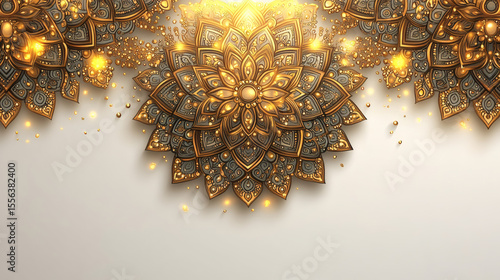 Golden Gray Decorative Design With Glowing Light