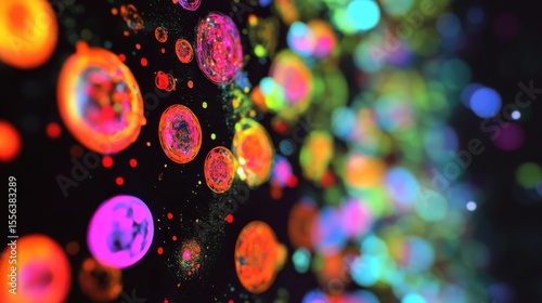 Colorful Visualization of Flow Cytometry Cells on Black Background