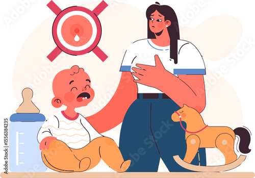 Mother breastfeeding baby newborn motherhood childcare lactation breast health parent illustration art vector art illustration and png 