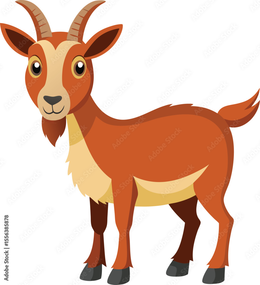 Fototapeta premium Goat illustration isolated on transparent background, vector illustration of a goat,