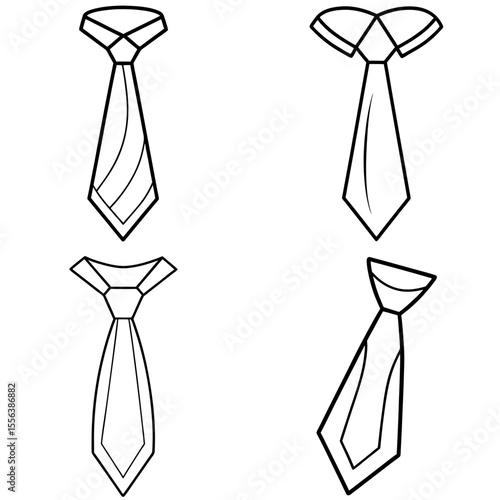 Cartoon Office Tie Coloring Book Page – Hand-Drawn Business Accessory Illustration