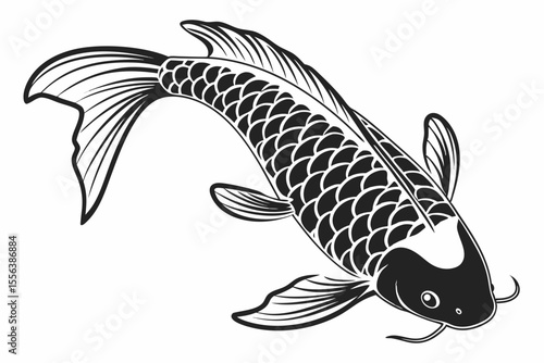 piatinum ogon fish sihouette black vector