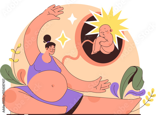 Pregnant woman yoga meditation relaxation motherhood baby pregnancy wellness health care prenatal birth 100 vector art illustration and png 