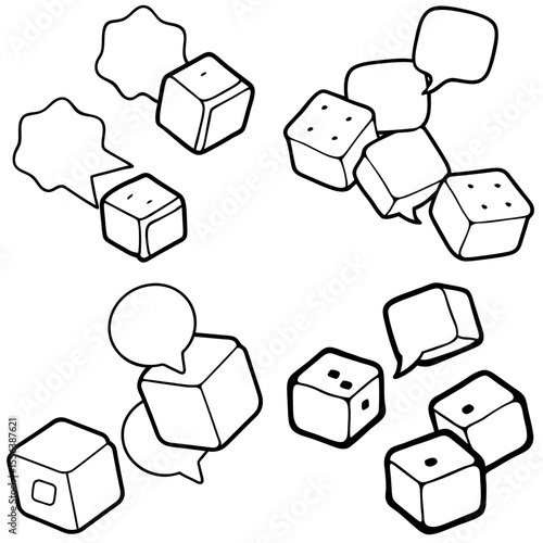 Ice Cubes with Speech Bubble Coloring Book Page – Hand-Drawn Fun Illustration