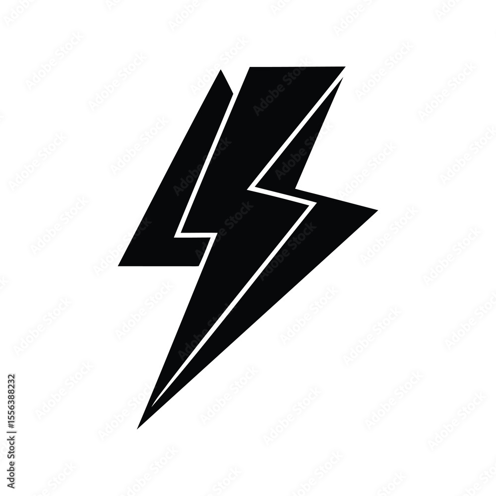 Bold Black and White Lightning Bolt Graphic Design Element Image Bold Black and White Lightning Bolt Graphic Design Element Image