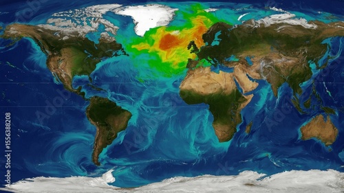 Global Map Highlighting Ocean Currents and Phytoplankton Growth Across Different Regions in Summer