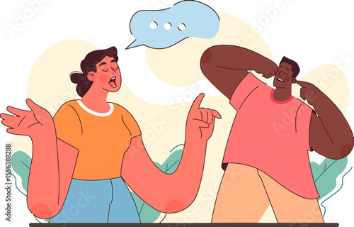 Illustration conflict argument dispute disagreement discussion conversation talking communication stress vector art illustration and png 