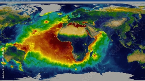 Global Satellite View Displaying Ocean Temperatures and Weather Patterns Around Africa and the Indian Ocean During the Summer Season in the Southern Hemisphere