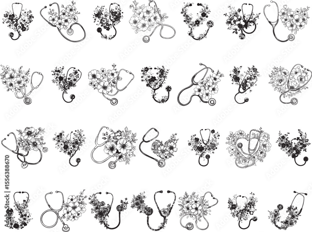 Stethoscope Floral Svg Stethoscope Floral Svg