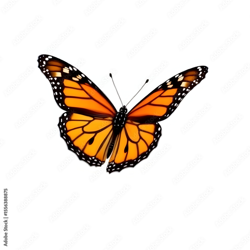 Fototapeta premium Stunning Monarch Butterfly Isolated on White Background