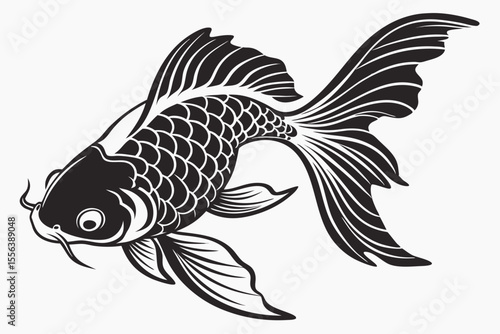 orenji ogon fish sihouette black vector
