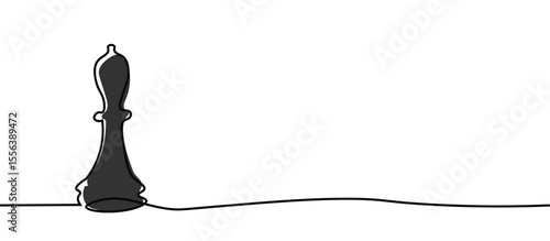 black bishop piece symbol sign,Hand Drawn One continuous line drawing for Poster, banner, background with lettering, Doodle outline, monoline lineArt with place for text free space negative space  