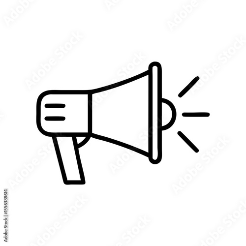 Megaphone icon in simple line art style, representing black Friday  