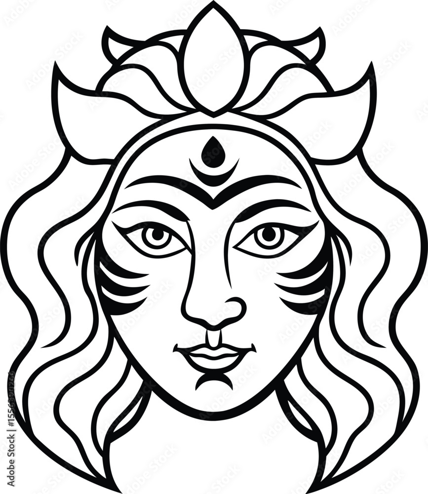 Goddess Face with Bold Eyes and Third Eye Goddess Face with Bold Eyes and Third Eye