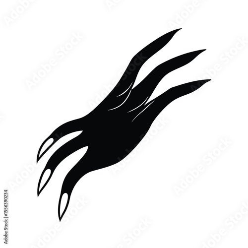 Illustrative vector graphic of a witch s hand with long sharp pointed fingernails suitable for halloween or fantasy themes