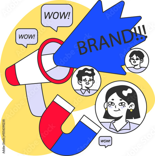 Brand marketing strategy digital marketing branding advertising business social media content creation promotion vector art illustration and png 