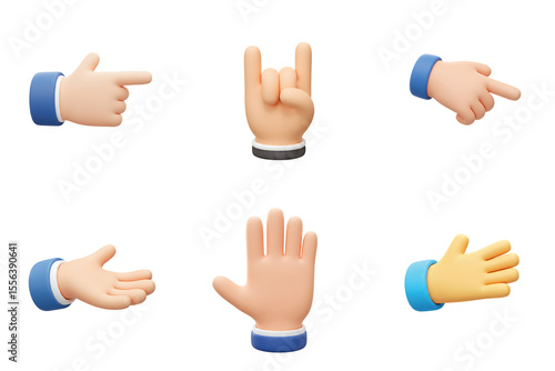 Mixed gesture hands with unique colors and styles