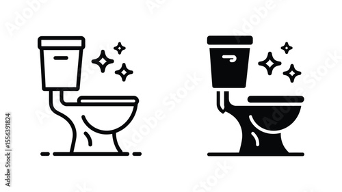 A simple icon illustration of a toilet shown in two variations